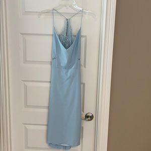 Light blue midi dress with back lace detail